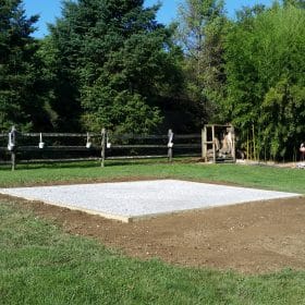Stone foundation installation for a shed in Willow Street, PA