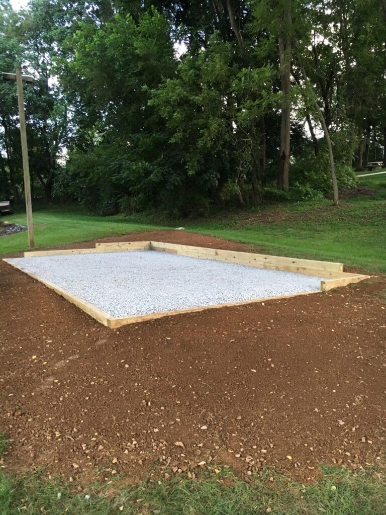 Stone shed foundation installed in Strasburg, PA