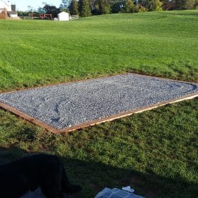 A small stone shed base for a prefab building