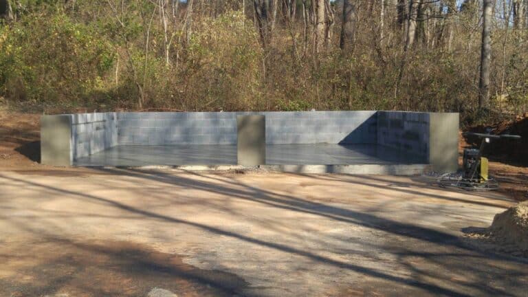 Concrete garage foundation with concrete block walls in Fawn Grove, PA