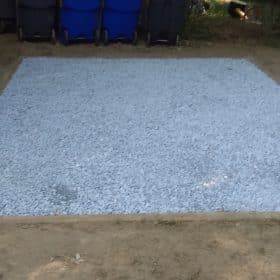 A gravel shed foundation installed by Site Preparations, LLC