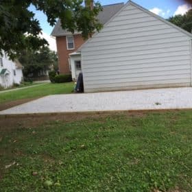 Gravel shed foundation installation for a prefab storage building