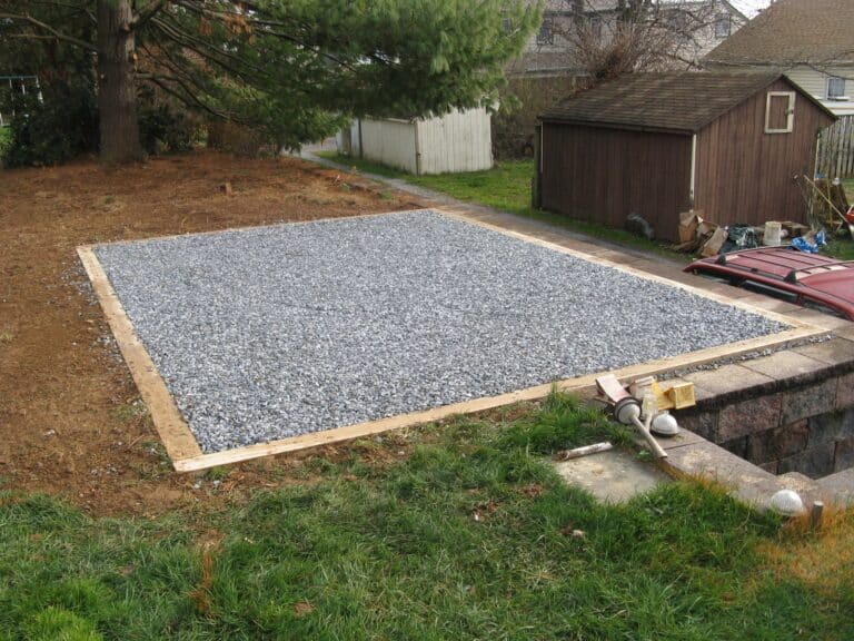Finished gravel shed base for a storage barn