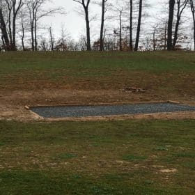 Shed base installed for a portable building