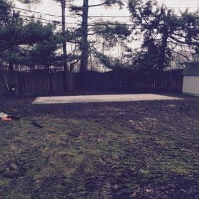 A completed gravel shed pad installation