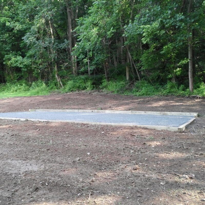 A gravel shed foundation in Peach Bottom, PA