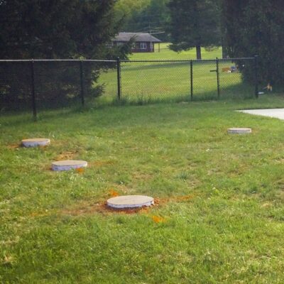 Concrete foundation piers for a pool shed