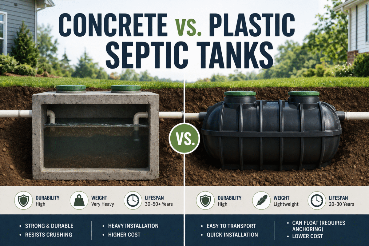 plastic or concrete septic tank
