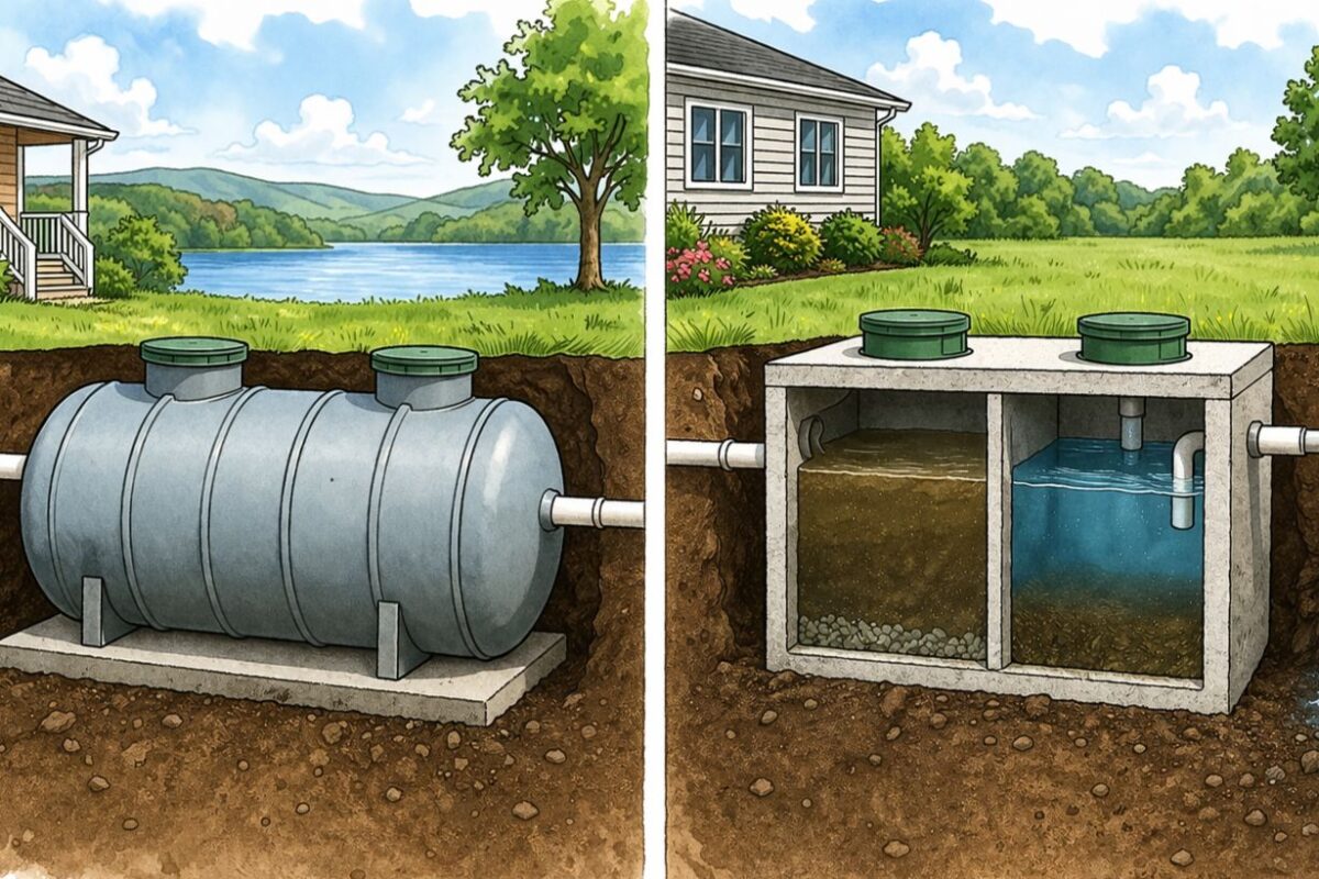 difference between septic tank and holding tank