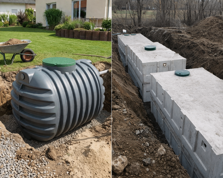 concrete or plastic septic tanks