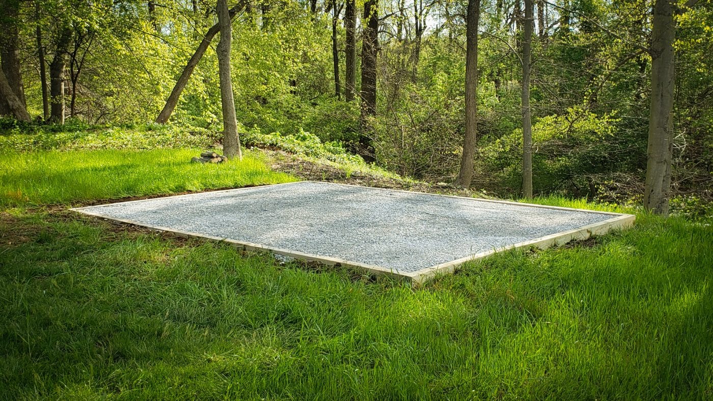 gravel-above-ground-pool-base-in-the-woods