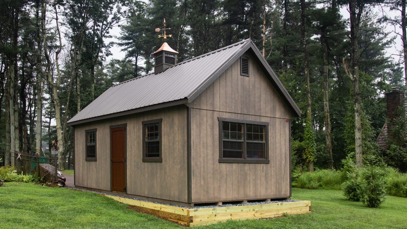 A prefab shed without shed footings
