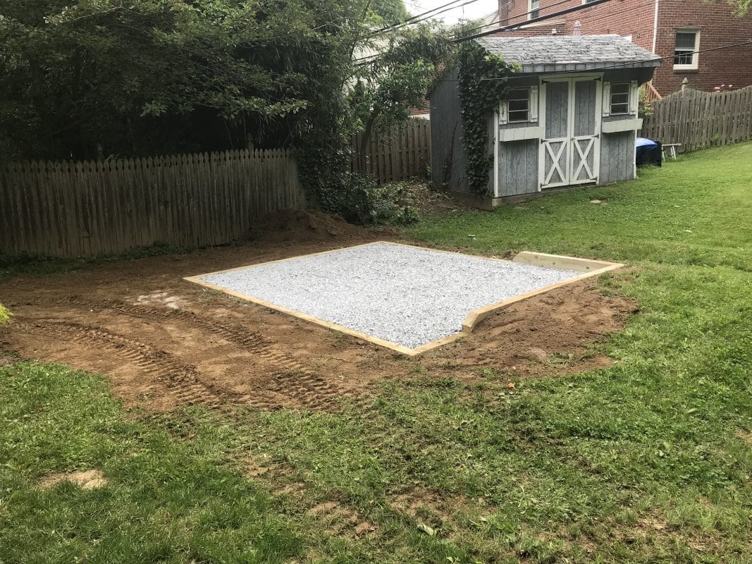 A gravel shed foundation in West Chester, PA