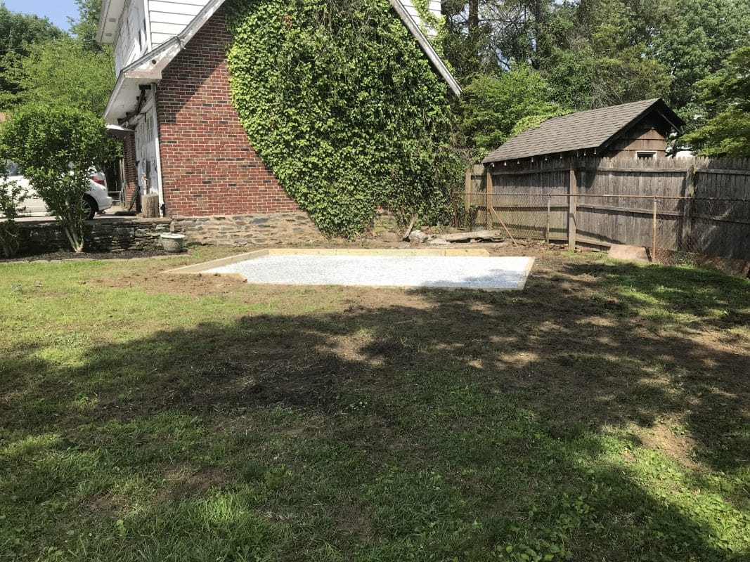 A gravel shed foundation in Bala Cynwyd, PA
