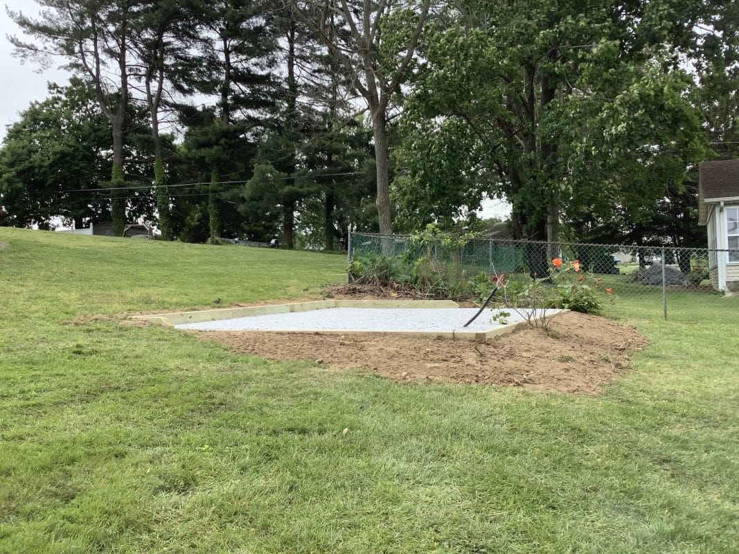A gravel shed foundation in Earleville, MD
