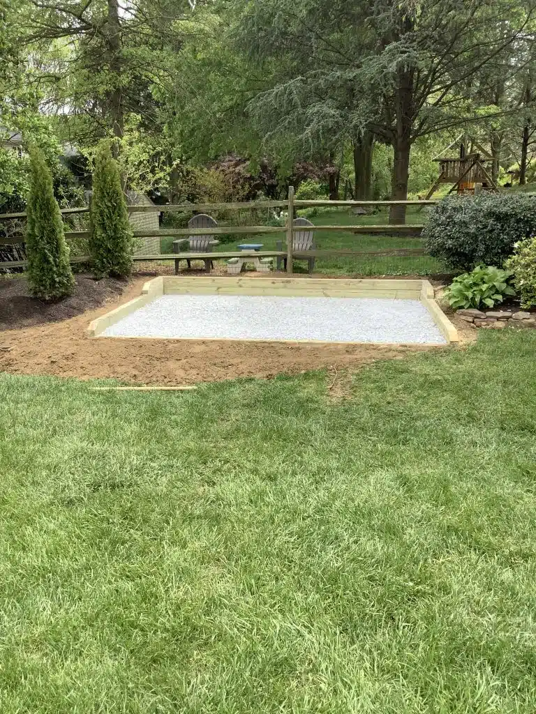 A gravel shed foundation in Hockessin, DE