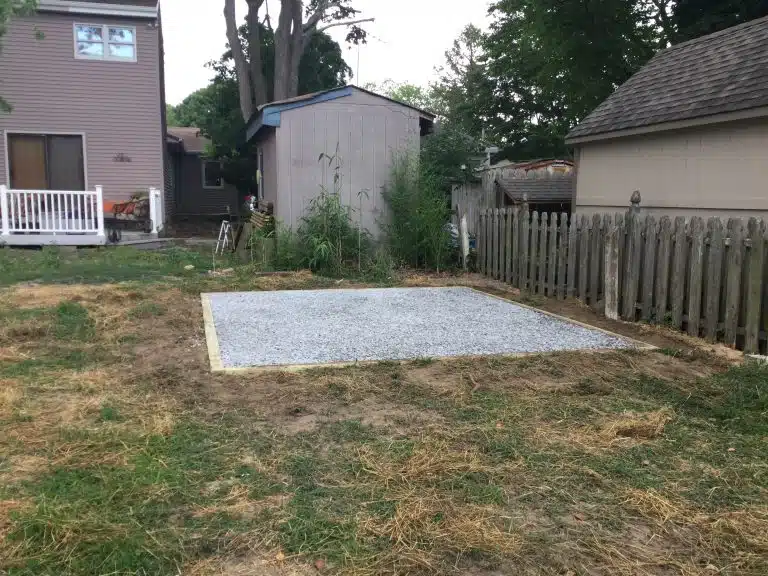 A gravel shed foundation in Northfield, NJ