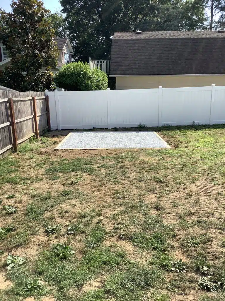 A gravel shed foundation in Red Bank, NJ