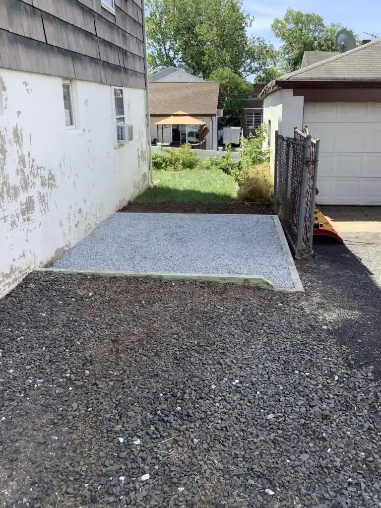 A gravel shed foundation in Hillside, NJ