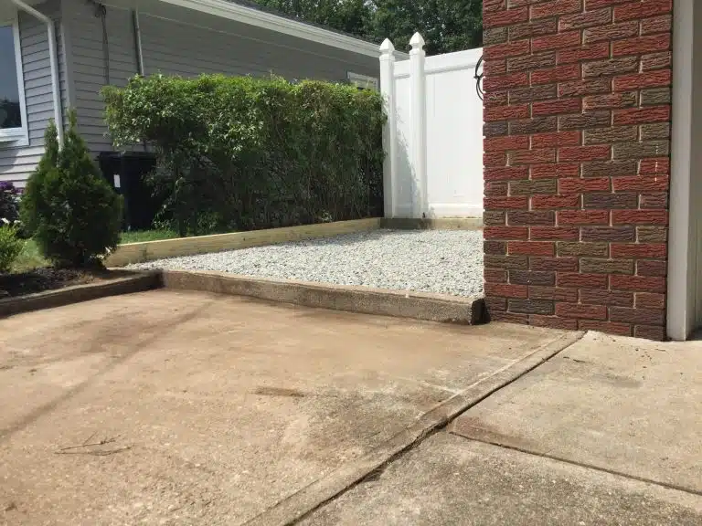 A crushed stone shed foundation in Fair Lawn, NJ