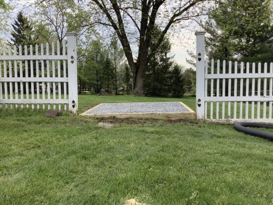 A gravel foundation for a shed in Doylestown, PA