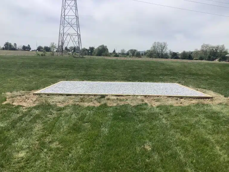 A gravel shed foundation in Spring City, PA