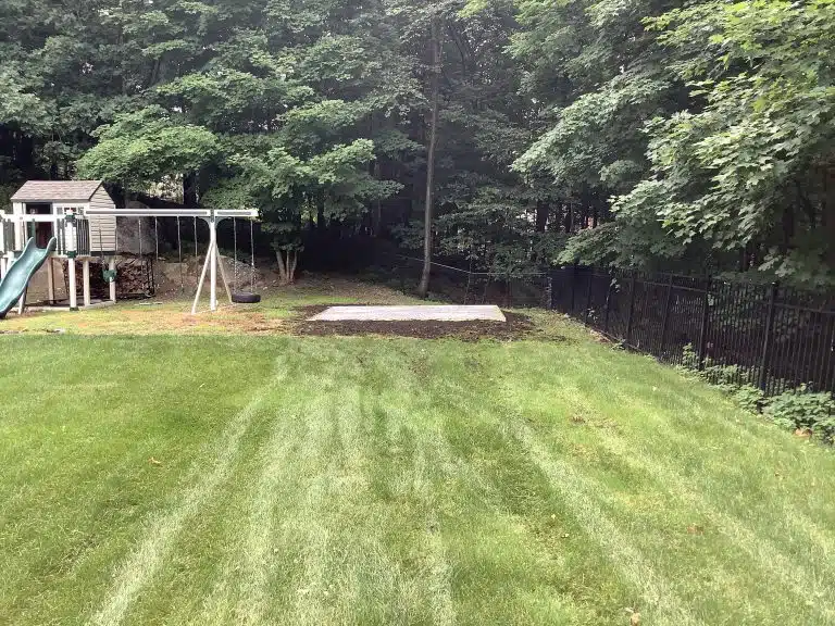 A crushed stone foundation for a shed in Kinnelon, NJ