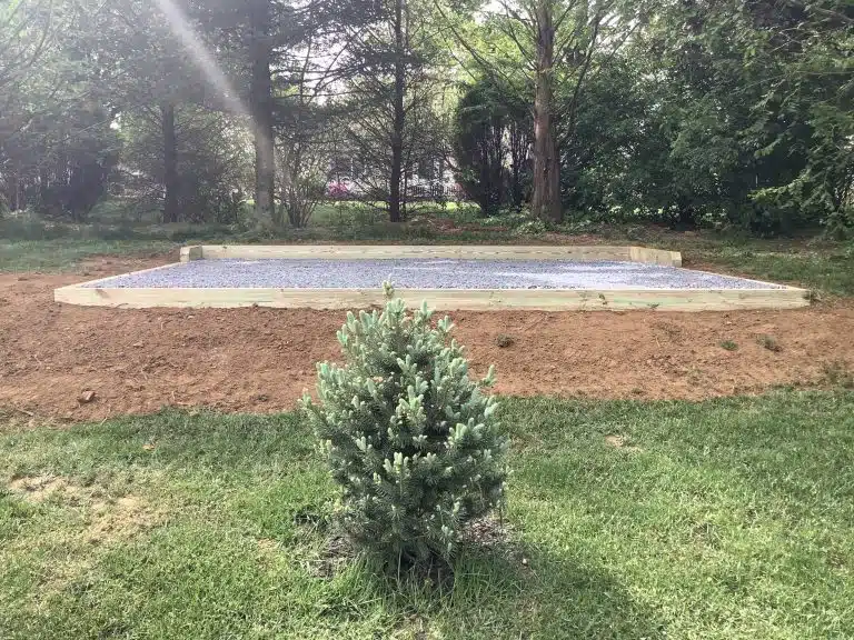 A shed pad installed in Macungie, PA