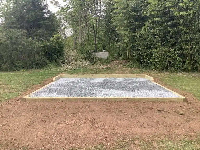A gravel shed foundation in Arbutus, MD