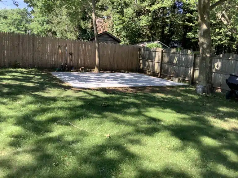 A crushed stone shed foundation in Middletown, NJ