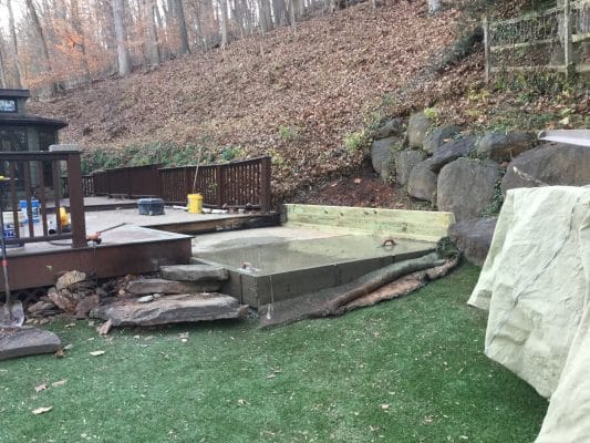 A concrete shed foundation in Conshohocken, PA