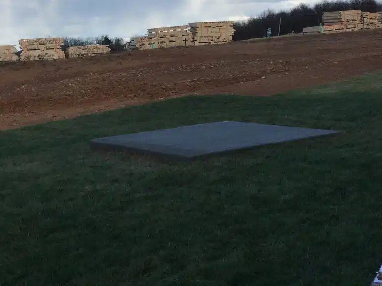 A concrete shed foundation in Monrovia, MD