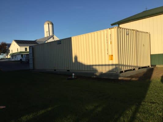 A concrete shed foundation in Ronks, PA