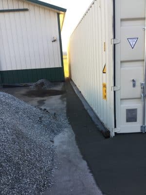 A concrete shed foundation in Ronks, PA