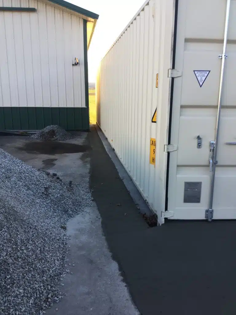 A concrete shed foundation in Ronks, PA