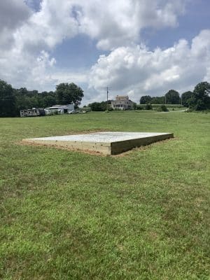 A gravel shed foundation in Fawn Grove, PA
