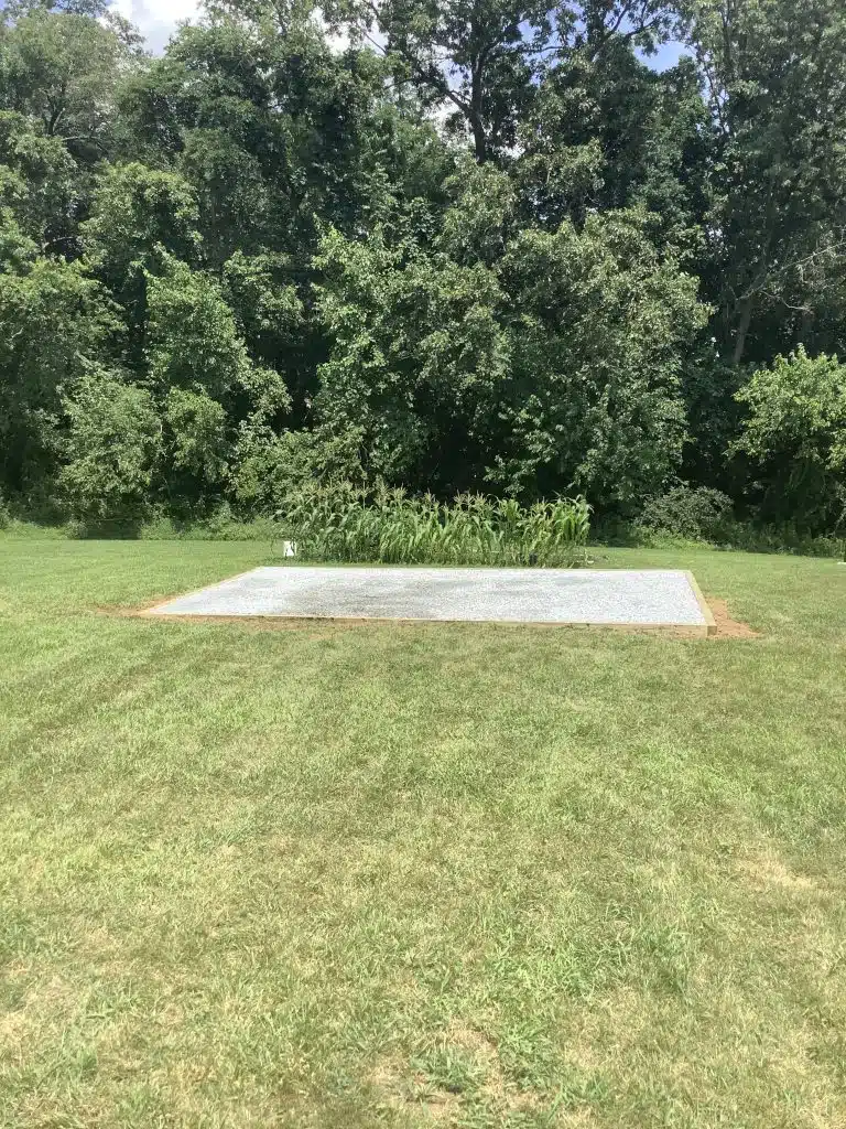 A gravel shed base in Fawn Grove, PA