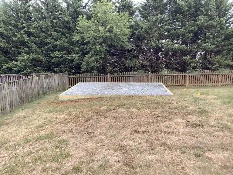 A crushed stone shed foundation in Boonsboro, MD