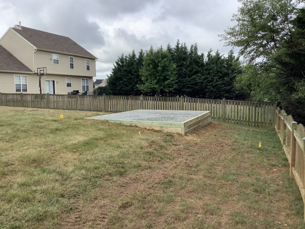 Foundation for a shed in Boonsboro, MD