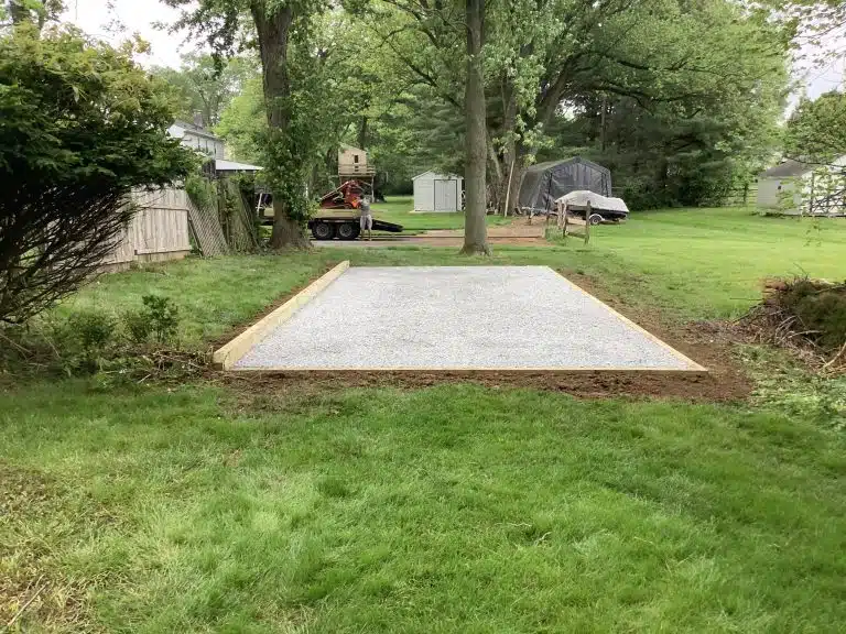 A foundation for a shed in Horsham, PA