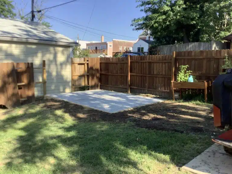 A gravel shed foundation in Washington, D.C.