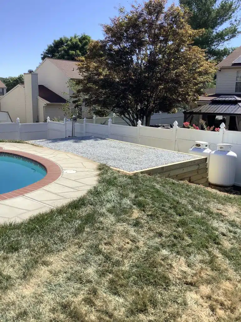 A gravel shed foundation built in Randallstown, MD