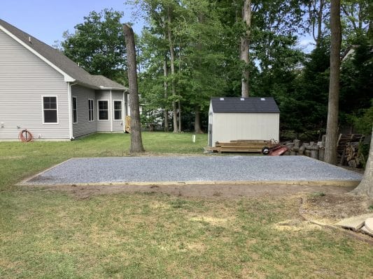 A gravel shed foundation in Ocean View, DE