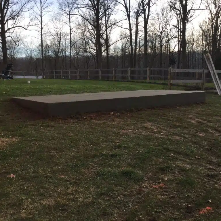 A concrete shed foundation in Jarrettsville, MD