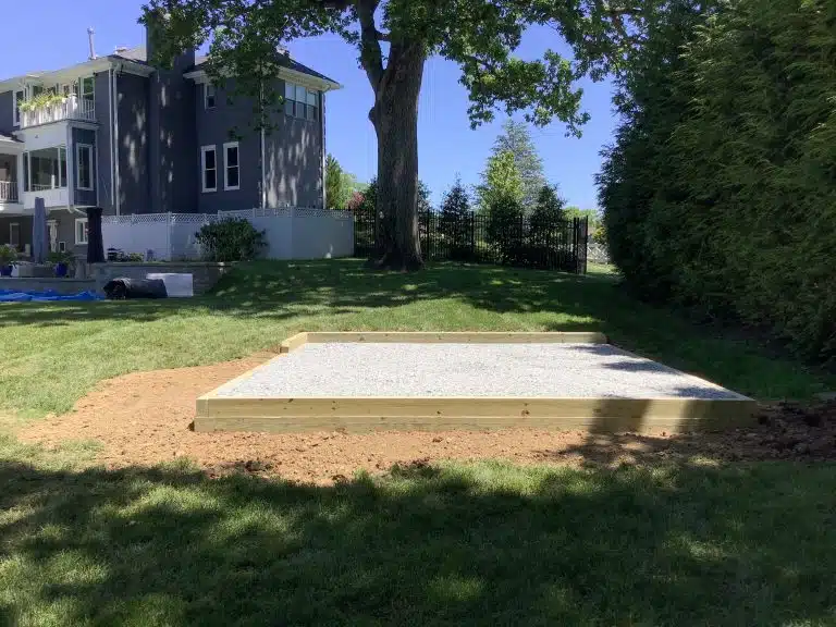 A shed foundation in Potomac, MD