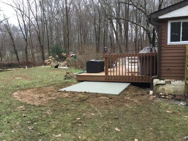 A concrete shed foundation in Coatesville, PA