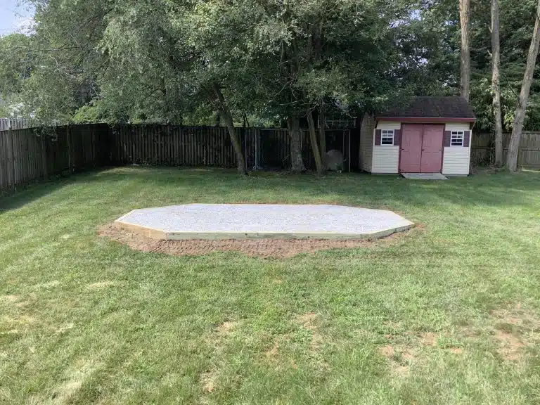 A gravel gazebo foundation in Camp Springs, MD