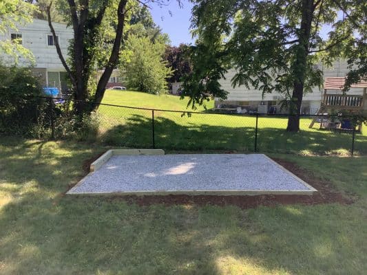 A gravel shed foundation in Milford Mill, MD