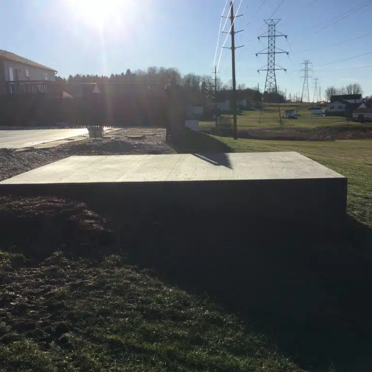 A concrete shed foundation in Lebanon, PA