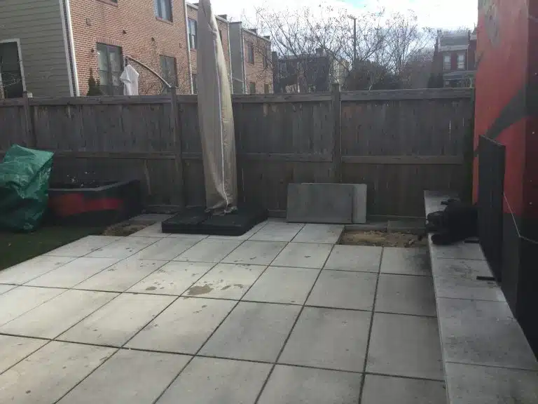 A concrete shed foundation in Richmond, VA